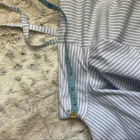 [S] Zara Trafulac Baby Blue & White Striped Fitted Cold Ruffle Shoulder Crop Top - Picture 5 of 12